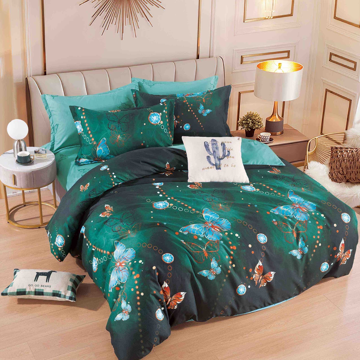 lenjerie verde cu fluturi lenjerie verde cu fluturi