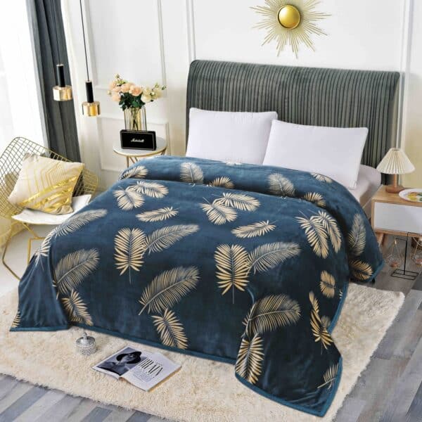 patura cocolino cu bordura smarald leafs