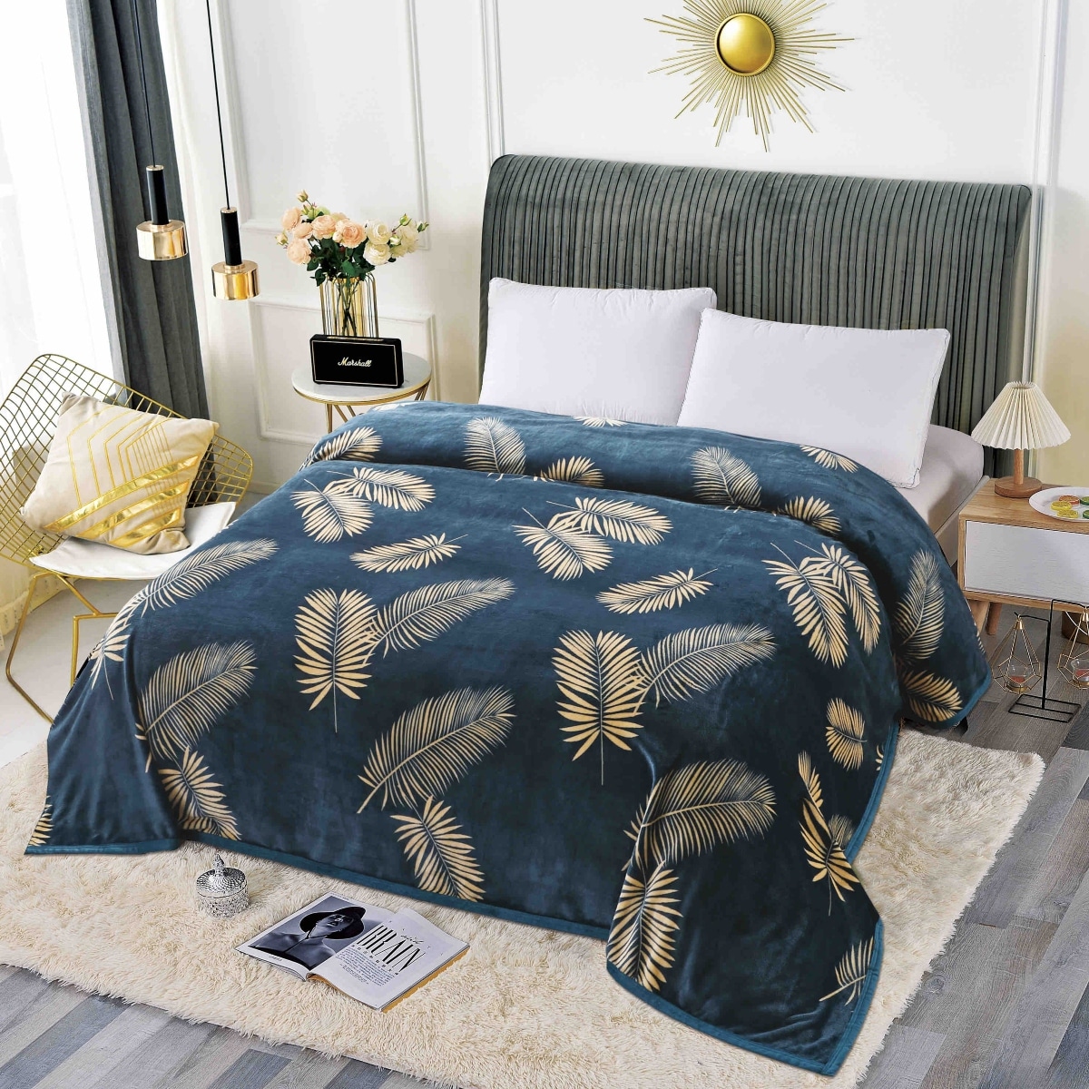 patura cocolino cu bordura smarald leafs patura cocolino cu bordura smarald leafs