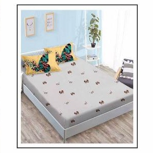 lenjerie galbena cu fluturasi cearceaf