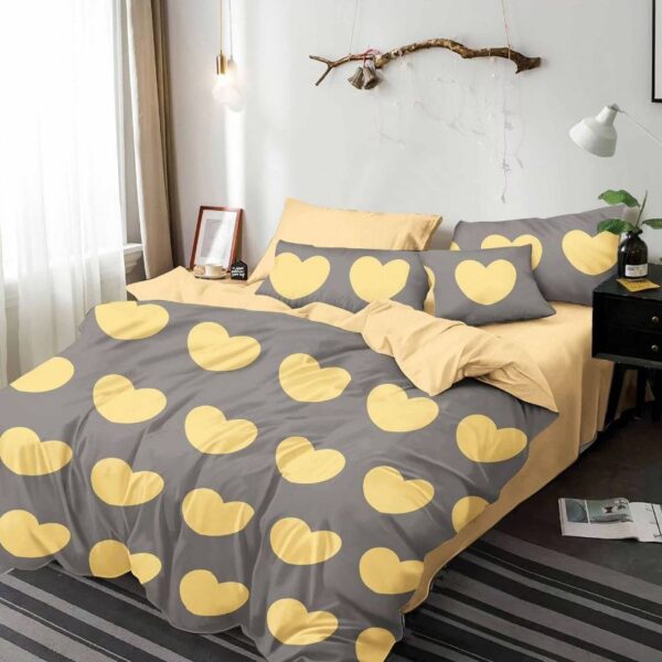 lenjerie gri cu inimioare galbene