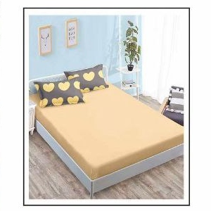 lenjerie gri cu inimioare galbene cearceaf