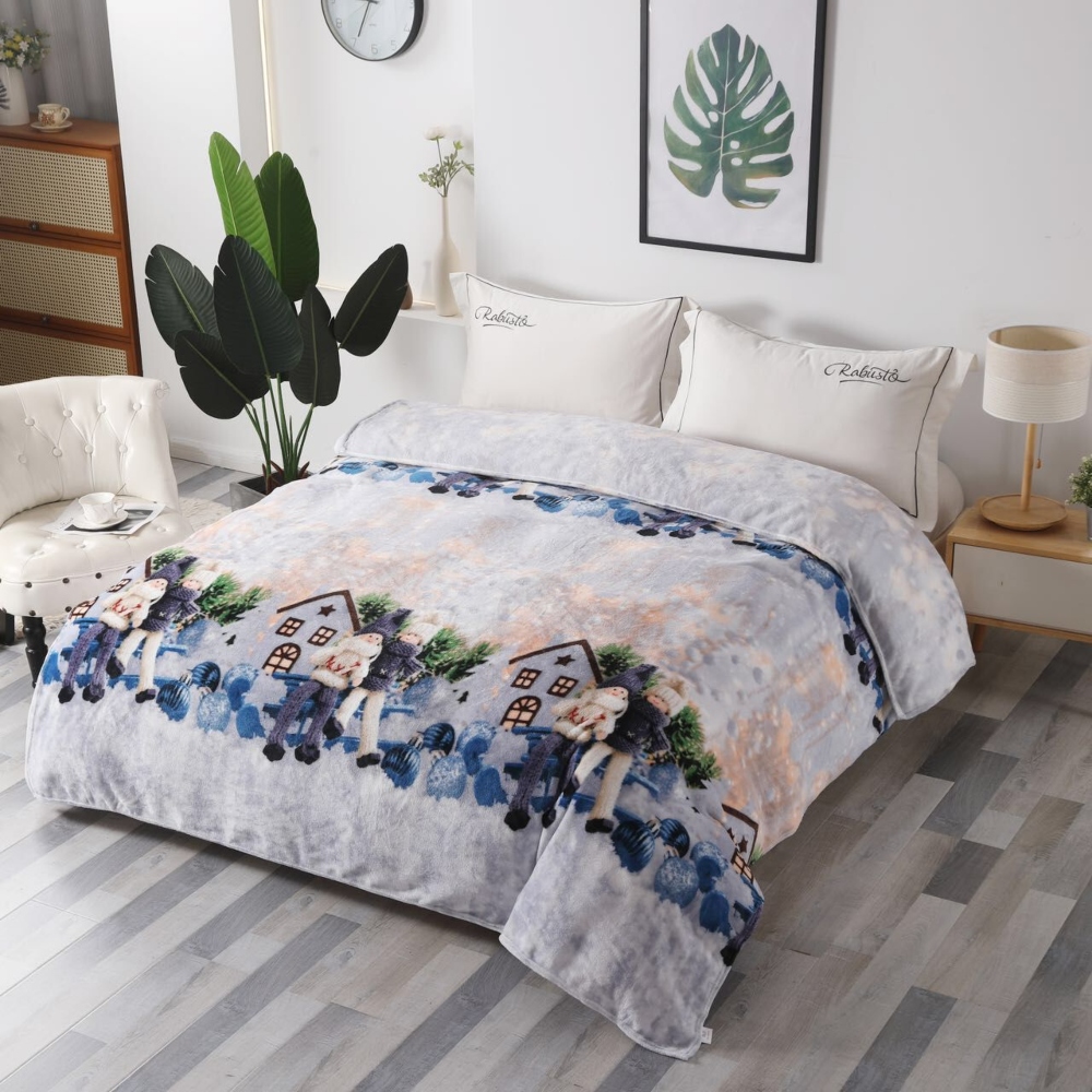 patura soft model de craciun globuri albastre patura soft model de craciun globuri albastre