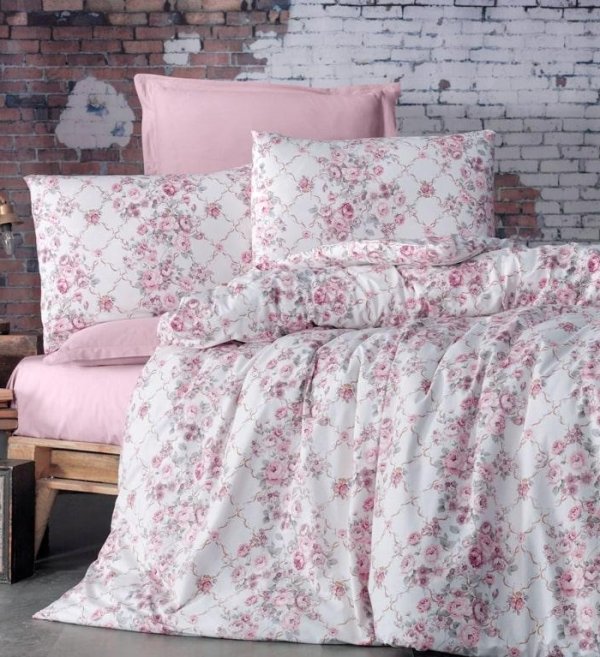 Lenjerie de Pat din Bumbac Ranforce - Pat 2 Persoane, 4 Piese - PUF174986