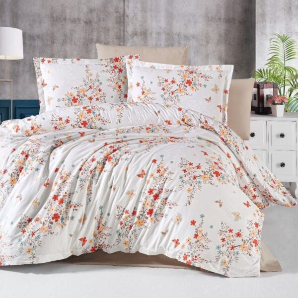 Lenjerie de Pat din Bumbac 100% Ranforce - Pat 2 Persoane, 4 Piese - PUF171634