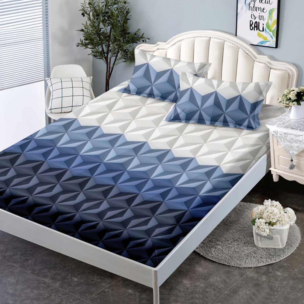 husa de pat 160 crem albastra 3d husa de pat 160 crem albastra 3d