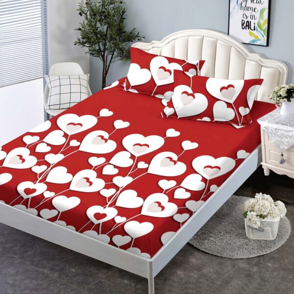 husa de pat 160 rosie cu baloane