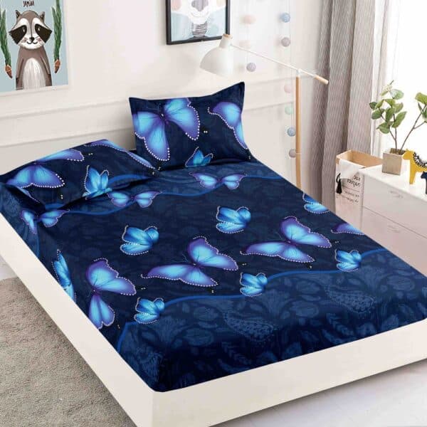 husa finet albastra cu fluturi bleumarin