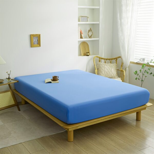 husa de pat cu elastic tip jersey albastra