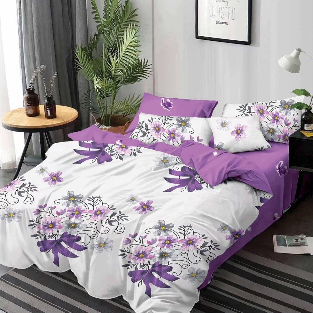 lenjerie alb mov cu flori lenjerie alb mov cu flori