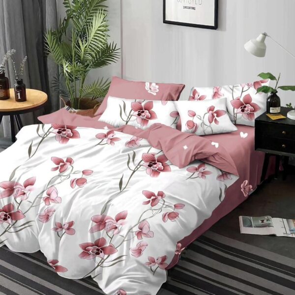 lenjerie alb portocalie cu flori