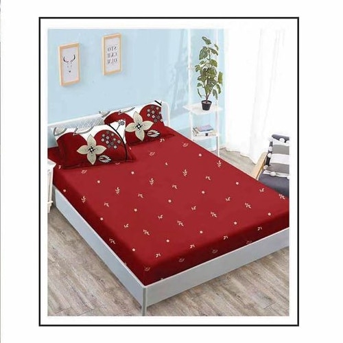 lenjerie alb rosie cu frunze cearceaf