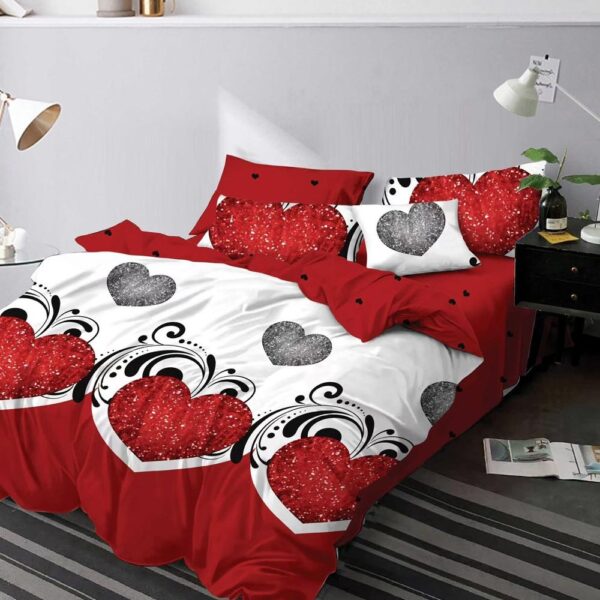 lenjerie alb rosie cu inimioare