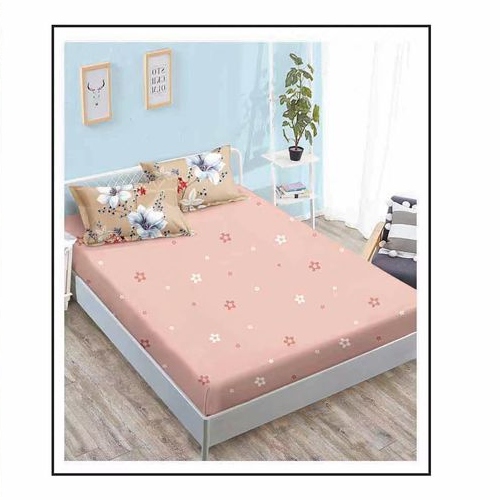 lenjerie bej cu flori albe cearceaf