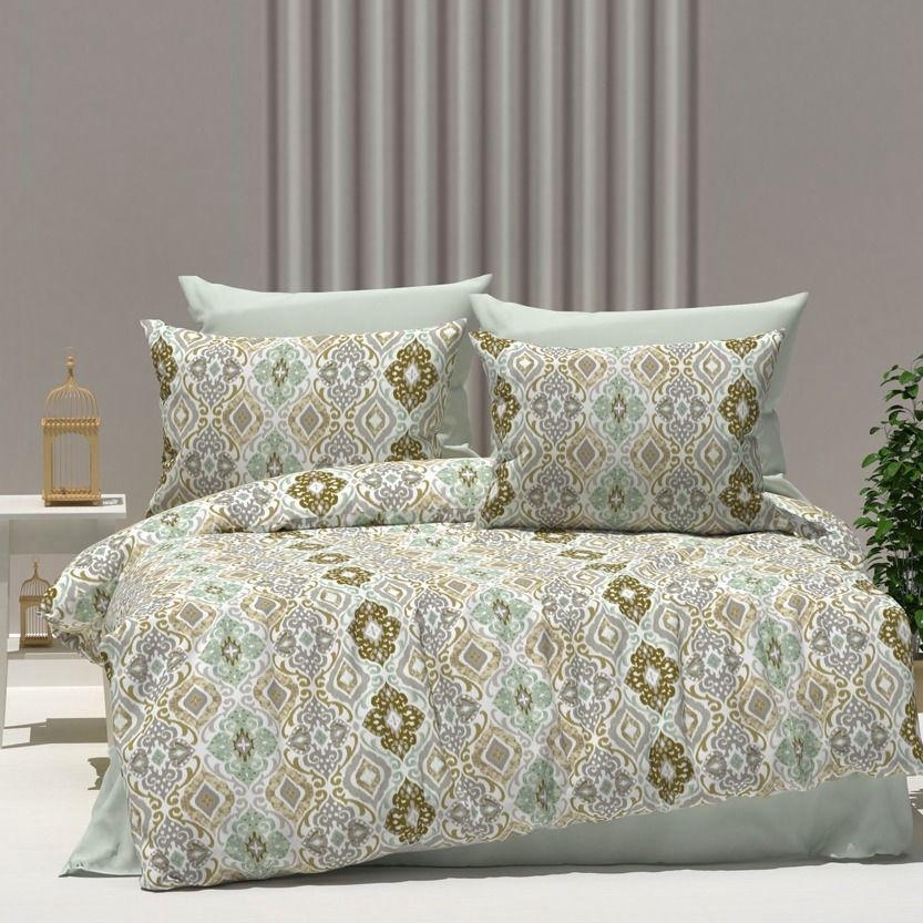 lenjerie bej verde cu ornamente maro lenjerie bej verde cu ornamente maro