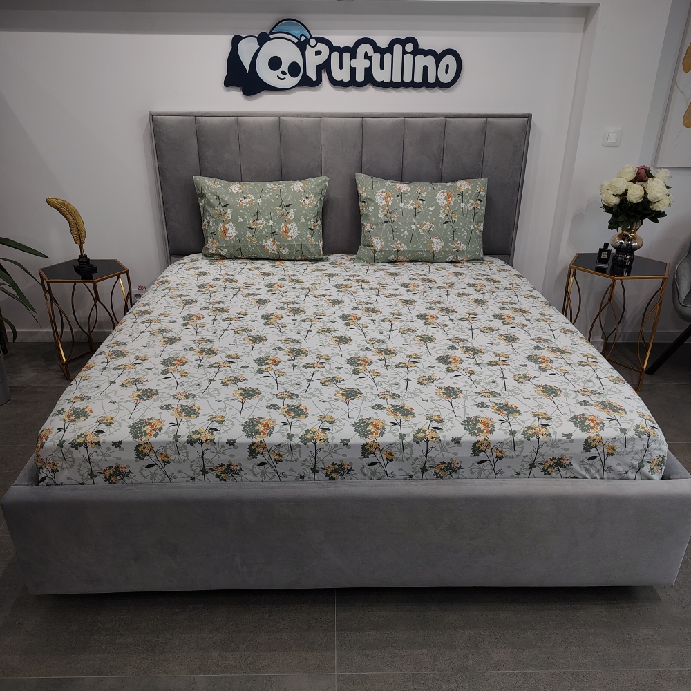 lenjerie de pat bumbac ranforce gri cu floricele (1) lenjerie de pat bumbac ranforce gri cu floricele