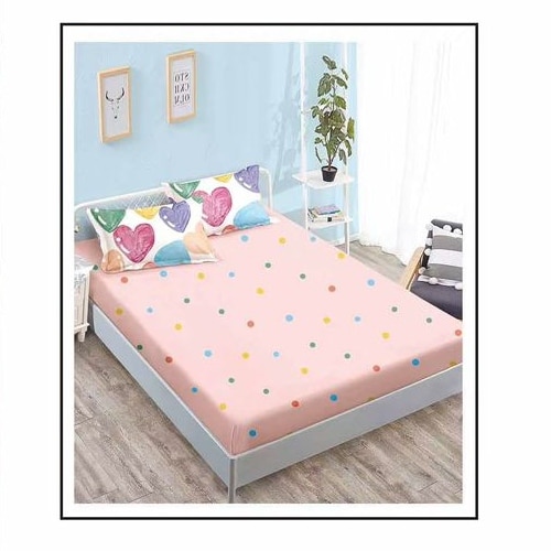 lenjerie multicolora cu inimi cearceaf