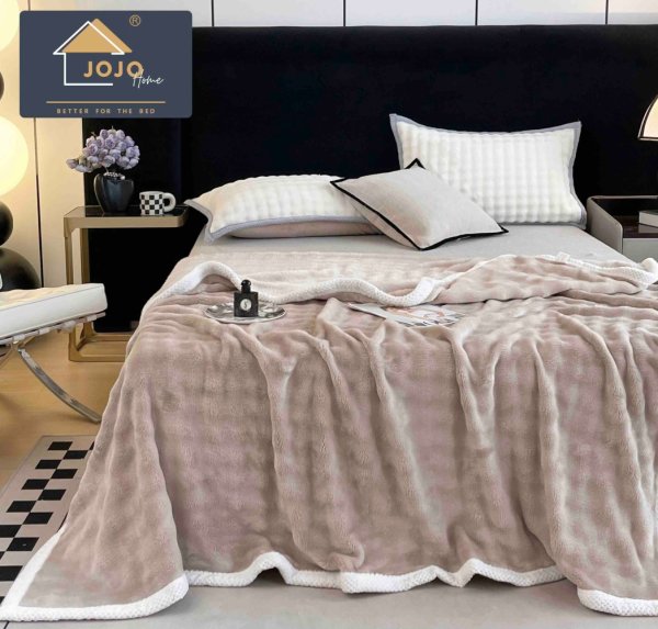 Patura Cocolino Premium cu Bordura Impletita, 200 x 230cm - Bej - JoJo Home - PUF182446