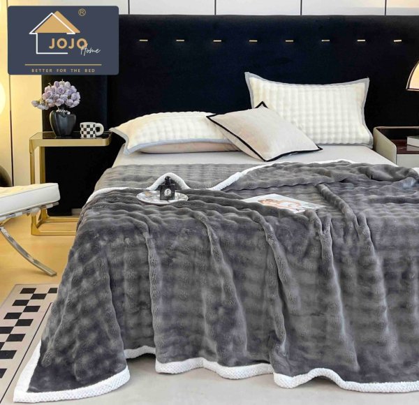 Patura Cocolino Premium cu Bordura Impletita, 200 x 230cm - Gri Inchis - JoJo Home - PUF182442