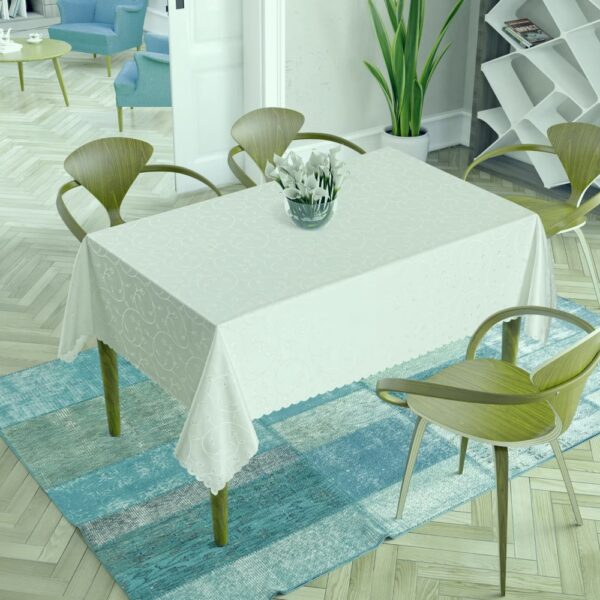 fata de masa jackline impermeabila alb