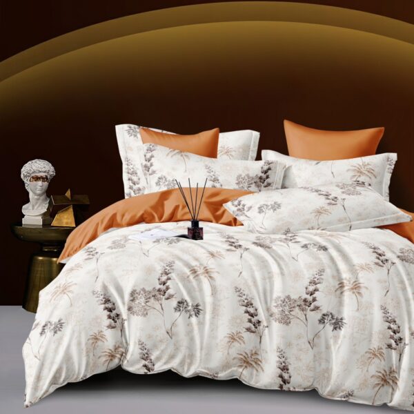 lenjerie alb portocalie cu floricele