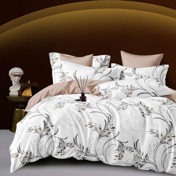 lenjerie alb somon cu flori