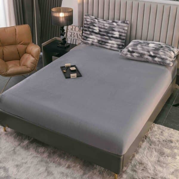 lenjerie cocolino cu dungi cearceaf cu elastic - alb gri cearceaf