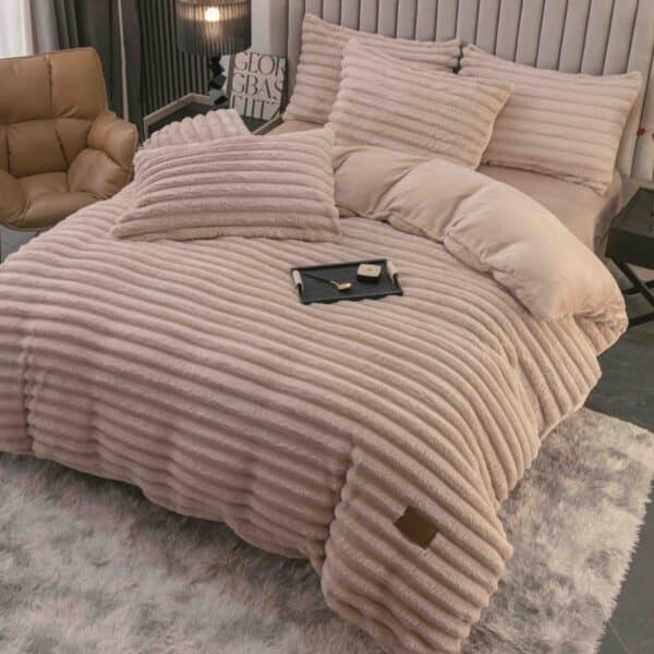 lenjerie cocolino cu dungi cearceaf cu elastic - bej