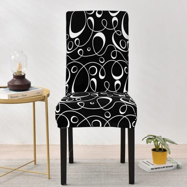 husa scaun neagra cu ornamente