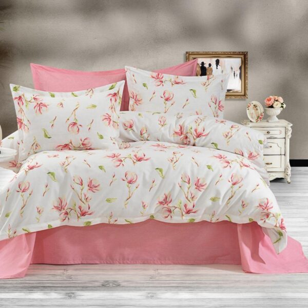 lenjerie crem roz cu lalele