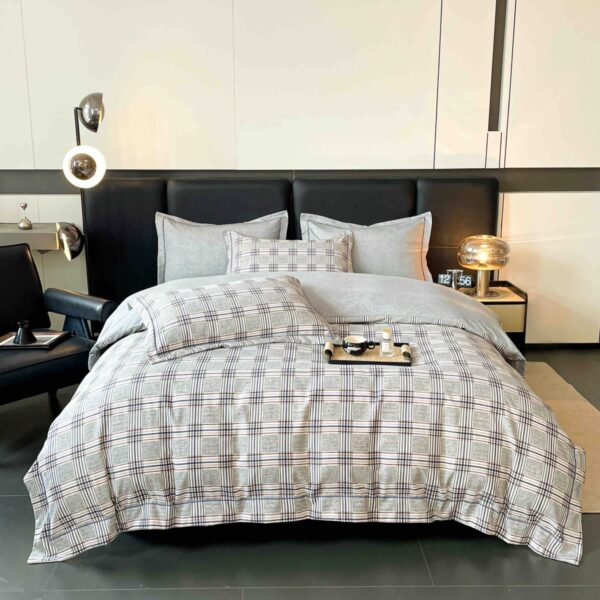 lenjerie la cutie din finet gri cu carouri