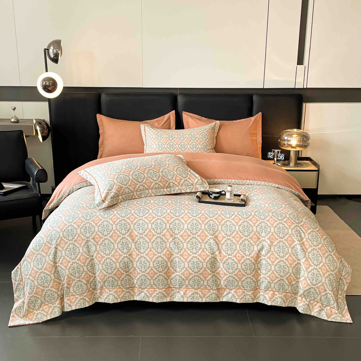 lenjerie la cutie din finet gri portocalie cu ornamente lenjerie la cutie din finet gri portocalie cu ornamente