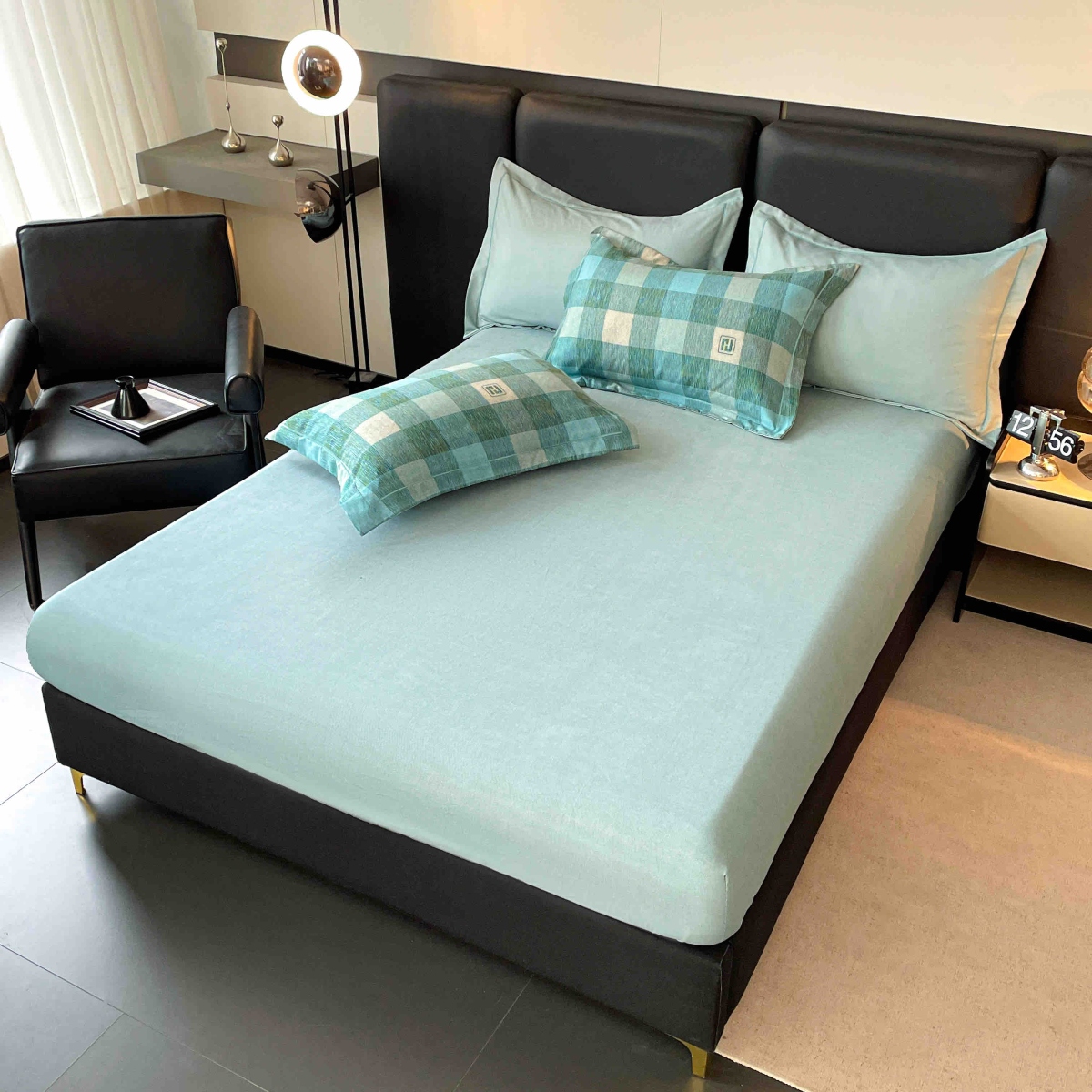 lenjerie la cutie din finet turcoaz cu carouri cearceaf lenjerie la cutie din finet turcoaz cu carouri cearceaf