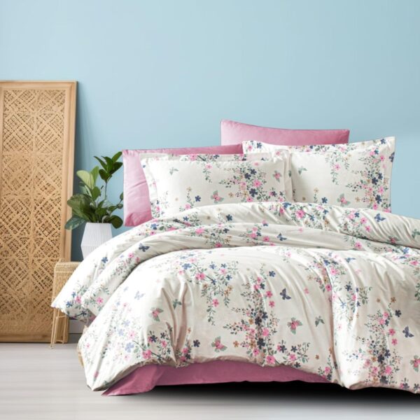 lenjerie ranforce crem roz cu flori