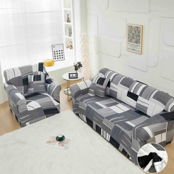 husa canapea gri model abstract