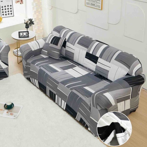 husa canapea gri model abstract single