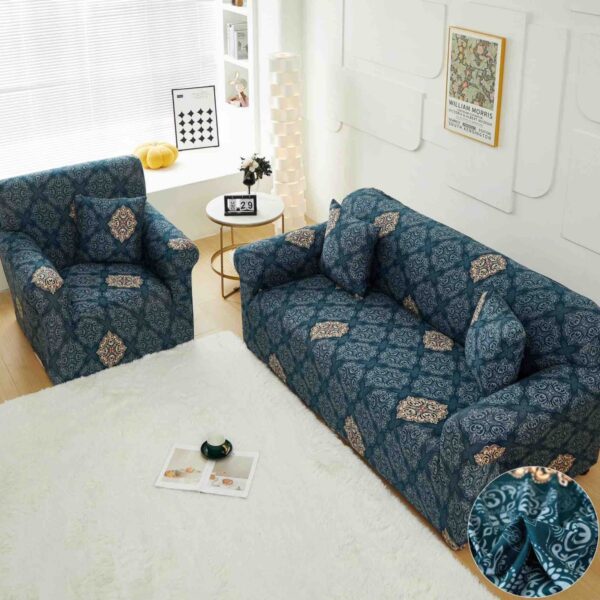 husa canapea turcoaz cu ornamente