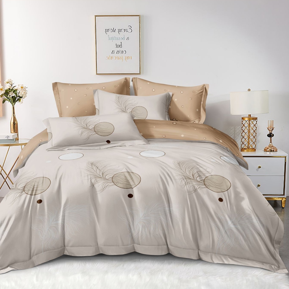 lenjerie 1 persoana cu elastic bej cu fulgi lenjerie 1 persoana cu elastic bej cu fulgi