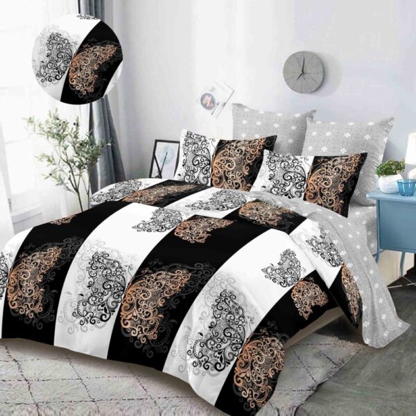 lenjerie alb negru cu ornamente aurii