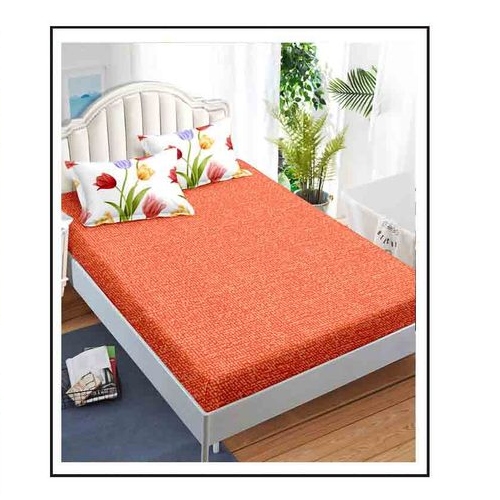 lenjerie alb portocalie cu lalele - cearceaf de pat