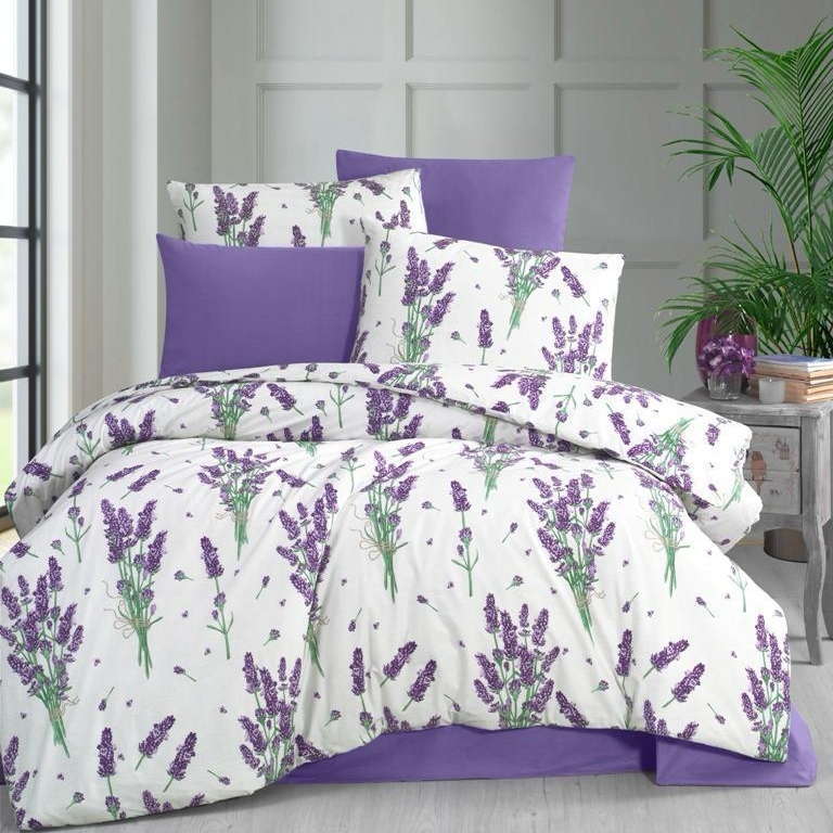 lenjerie bumbac ranforce alb mov cu lavanda lenjerie bumbac ranforce alb mov cu lavanda