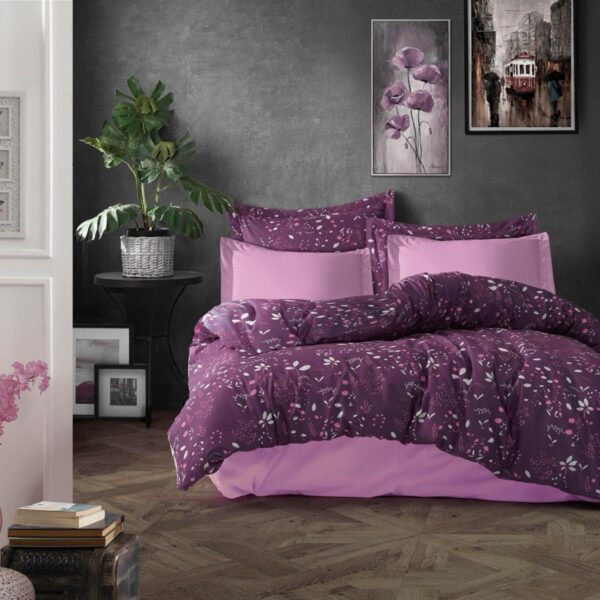 lenjerie bumbac ranforce mov cu fluturi