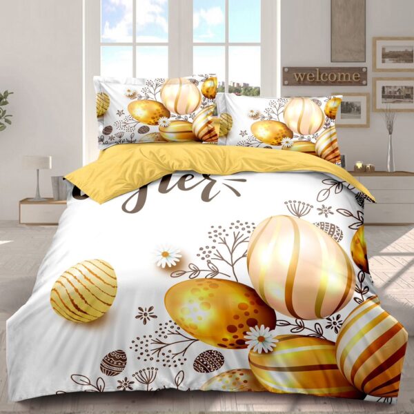 lenjerie de paste model 2 - galbena cu oua aurii