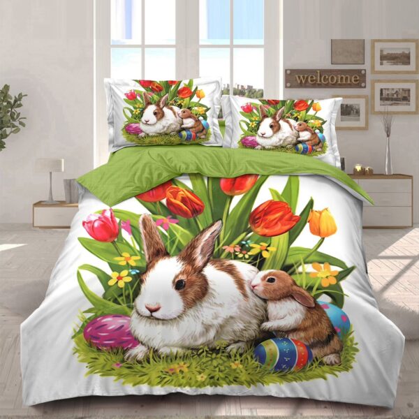 lenjerie de paste model 7 - cu iepuras natural pe iarba