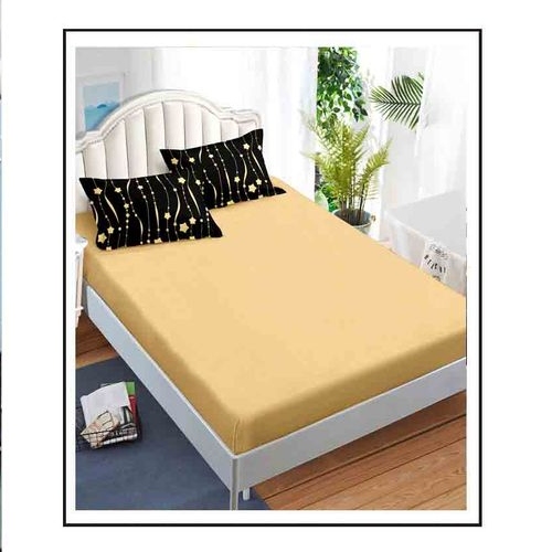 lenjerie neagra cu stelute galbene - cearceaf de pat