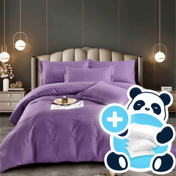 Pachet promo lenjerie damasc mov