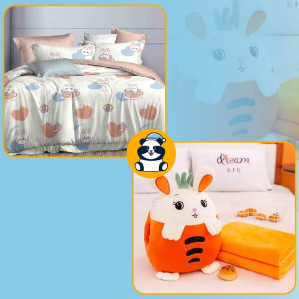 Pachet lenjerie 1 persoana si carot bunny
