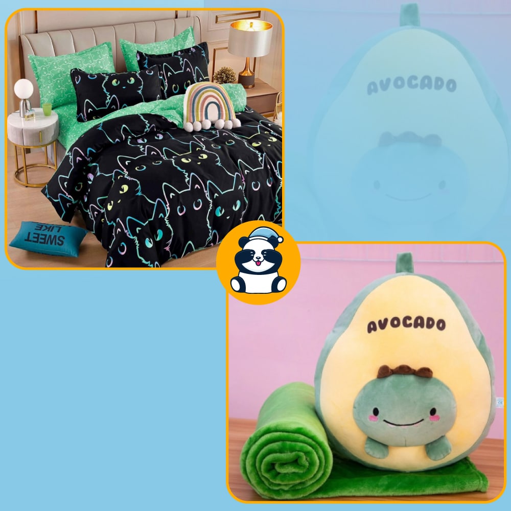 Pachet lenjerie 1 persoana si jucarie avocado Pachet lenjerie 1 persoana si jucarie avocado