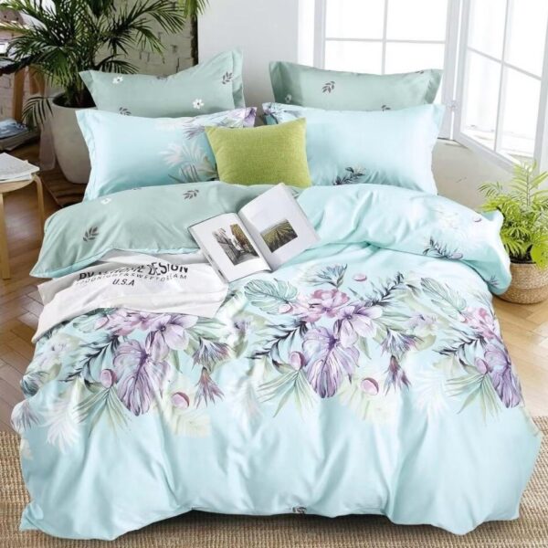 lenjerie bleu cu flori mov