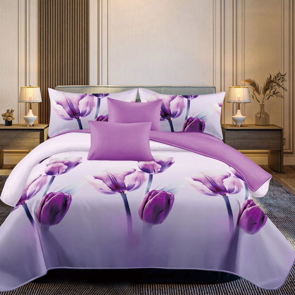 lenjerie lila mov cu lalelele 3d lenjerie lila mov cu lalelele 3d